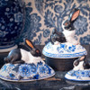 Vaillancourt Black and White Bunny Backward Facing on Delft Egg | The Shops at Colonial Williamsburg