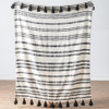 Black & Natural Striped Slub Woven Throw with Tassels | The Shops at Colonial Williamsburg