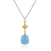 Faceted Aquamarine Necklace in Gold Vermeil with Flower Detail by Anatoli