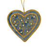 Blue, Pearl, & Gold Flourish Heart Fabric Ornament | The Shops at Colonial Williamsburg