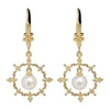 White Pearl in Circle Leverback Drop Earrings - Sterling Silver Gold Plate | The Shops at Colonial Williamsburg
