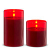 Raz Flameless Pillar Candle in Glass Holder - Red | The Shops at Colonial Williamsburg