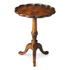 Dansby Round Wood Scalloped Edge Pedestal Side Table in Medium Brown | The Shops at Colonial Williamsburg