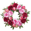 Pink and Burgundy Peony Flowers and Twig Wreath 26" | The Shops at Colonial Williamsburg