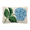 Blue Hydrangea Small Hooked Wool Pillow | The Shops at Colonial Williamsburg