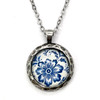 Blue & White Floral Hammered Pewter Charm Necklace | The Shops at Colonial Williamsburg