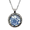 Blue & White Floral Hammered Pewter Charm Necklace | The Shops at Colonial Williamsburg
