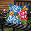 Vibrant Hydrangeas Indoor/Outdoor Hooked Accent Pillow 18" | The Shops at Colonial Williamsburg