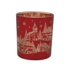 Glass Tealight Holder with Laser Etched Scene, Red & Gold | The Shops at Colonial Williamsburg