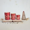 Glass Tealight Holder with Laser Etched Scene, Red & Gold | The Shops at Colonial Williamsburg