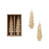 Tree-Shaped Taper Candles, Eggnog Off-White & Gold, Set of 2 | The Shops at Colonial Williamsburg