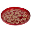 Red Glass Platter with Gold Snowflakes 11" Dia | The Shops at Colonial Williamsburg