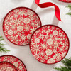 Red Glass Platter with Gold Snowflakes 11" Dia | The Shops at Colonial Williamsburg