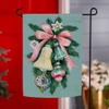 Pink Bow & Ornaments Pine Swag Holiday Garden Flag | The Shops at Colonial Williamsburg