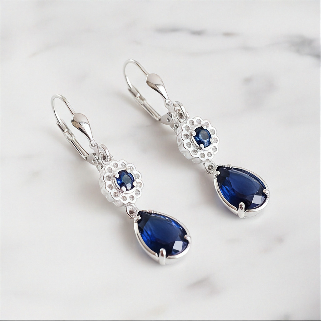 Sapphire Crystal Sterling Silver Drop Earrings | The Shops at Colonial Williamsburg
