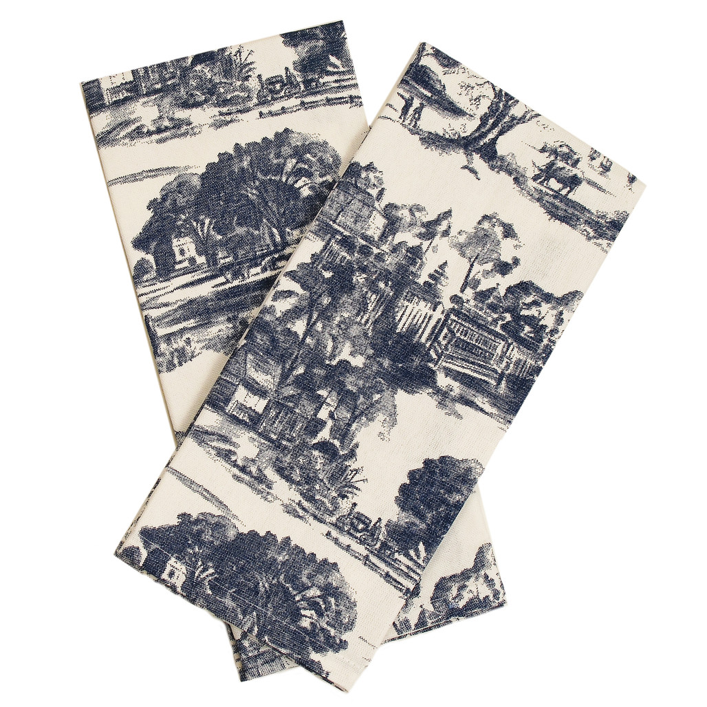 Blue Townscape Toile Towels | The Shops at Colonial Williamsburg