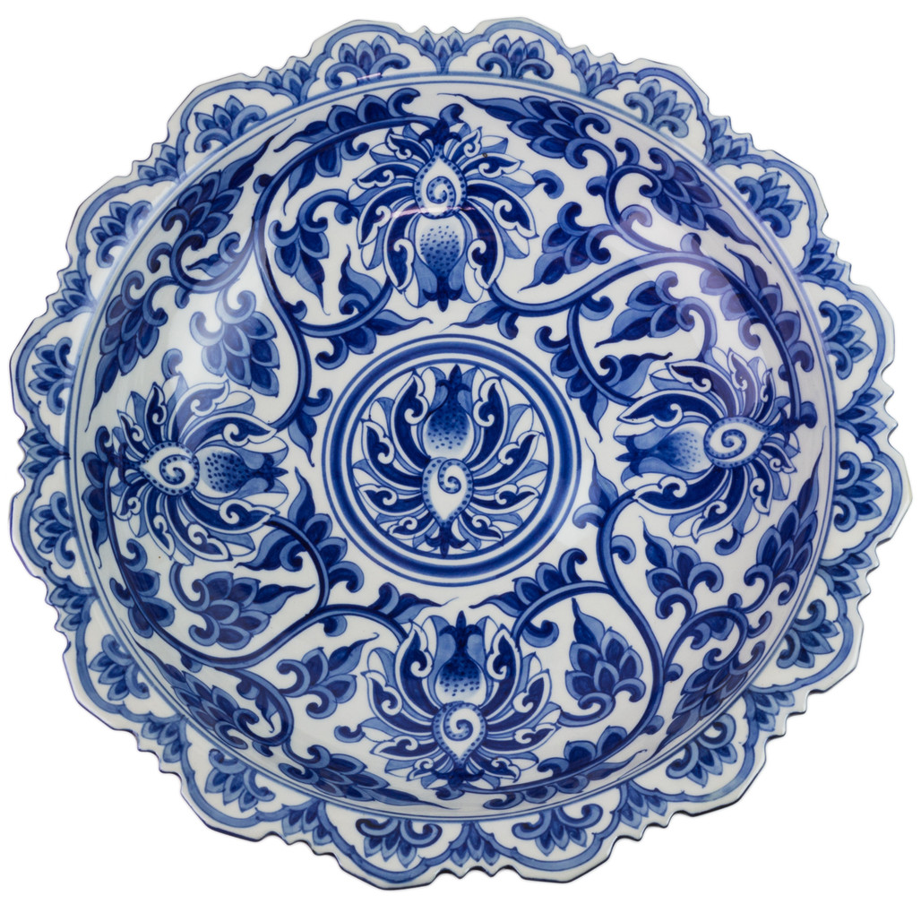 Scalloped Swirly Florals Blue and White Bowl | The Shops at Colonial Williamsburg