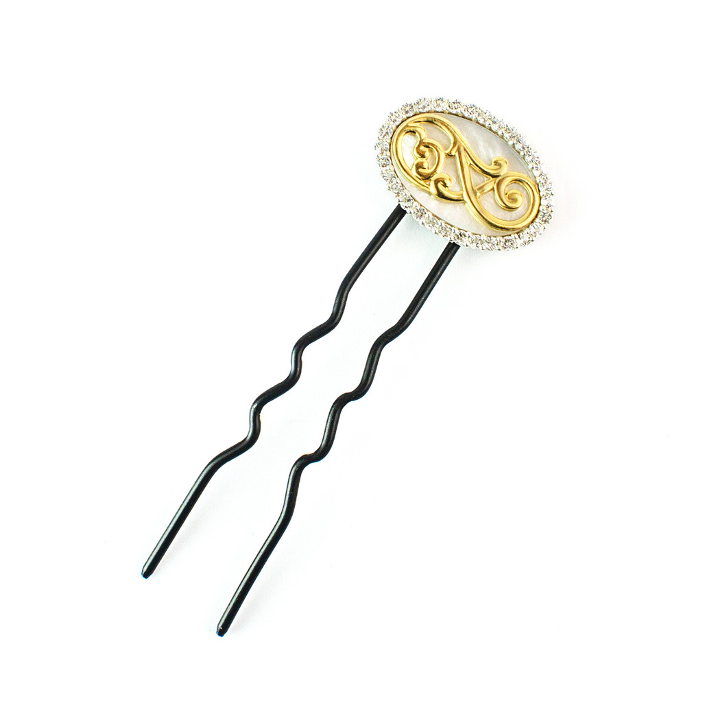 White Topaz & Mother of Pearl Hairpin