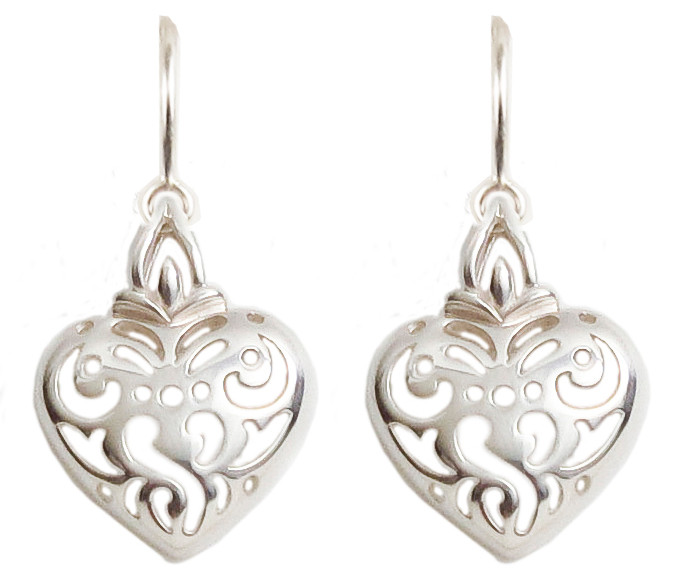 Pierced Heart Sterling Silver Earrings