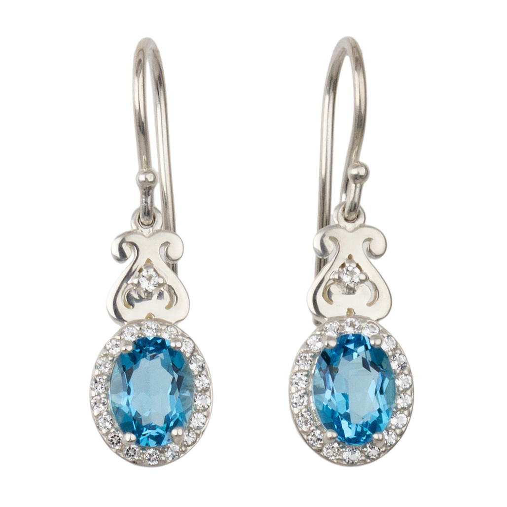 Abby Heart Sterling Silver and Blue Topaz Drop Earrings