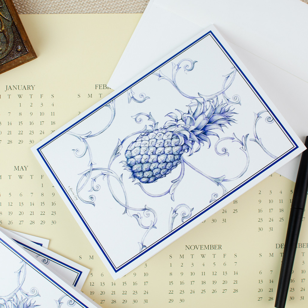 Blue Pineapple Note Cards by Marcia Long | The Shops at Colonial Williamsburg