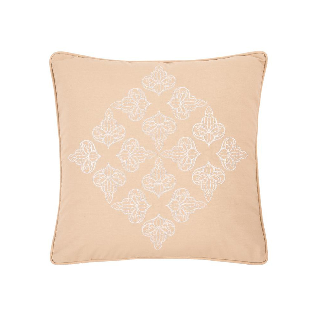 Tan and Ivory Embroidered Accent Pillow | The Shops at Colonial Williamsburg