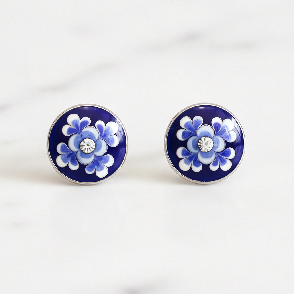 Blue & White Flower Crystal Stud Earrings | The Shops at Colonial Williamsburg
