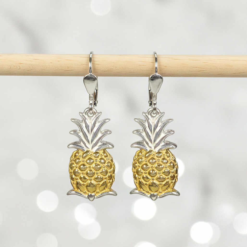 Sterling Silver and Gold Plate Pineapple Earrings | The Shops at Colonial Williamsburg