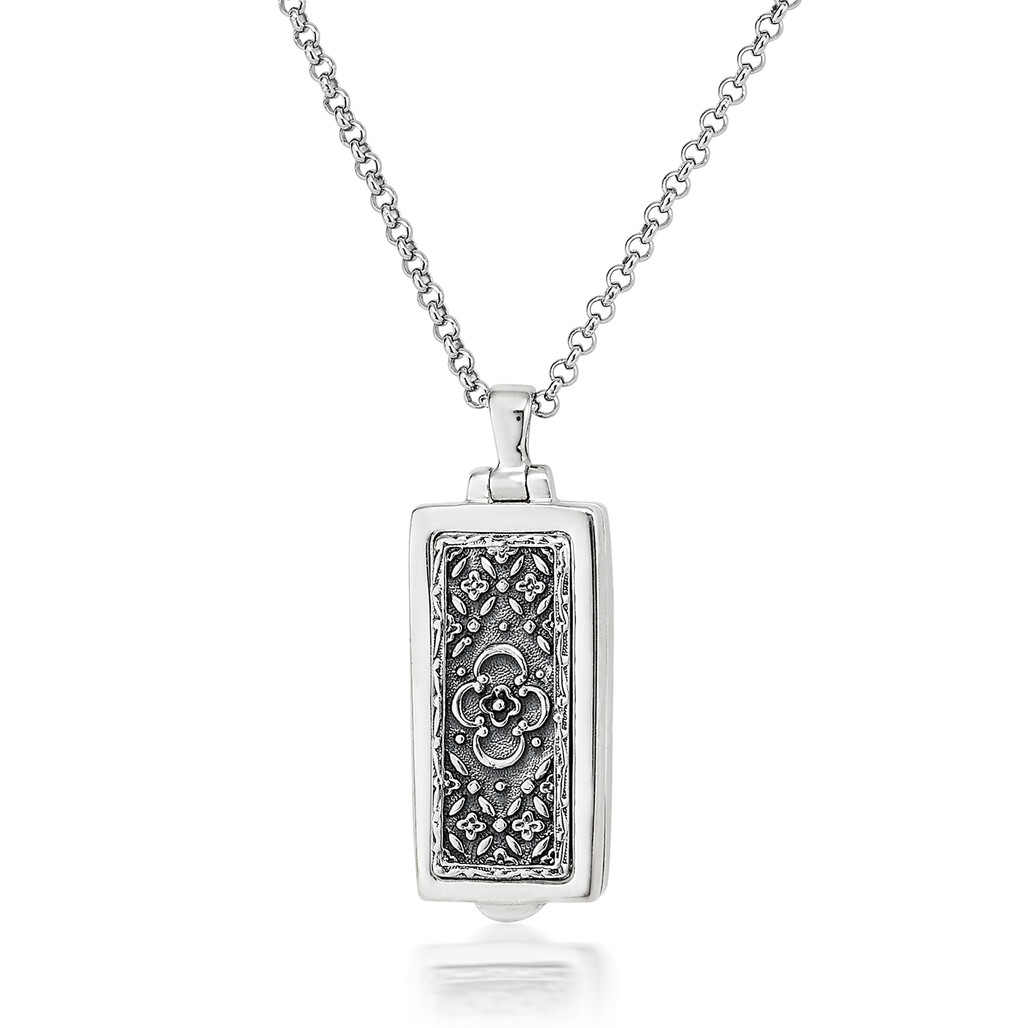 Arabesque Rectangular Sterling Silver Locket by Anatoli