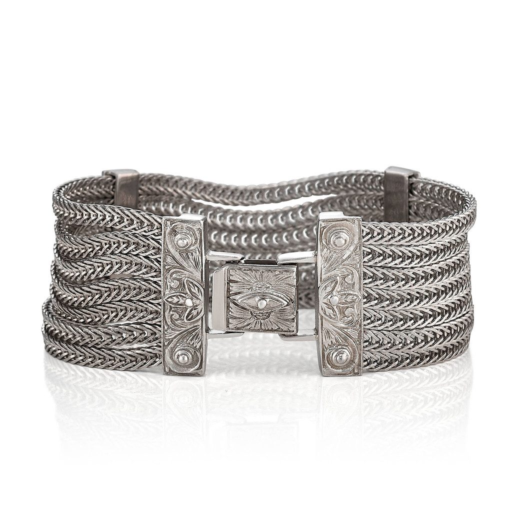 Sterling Silver Statement Bracelet with Foxtail Chains by Anatoli | The Shops at Colonial Williamsburg