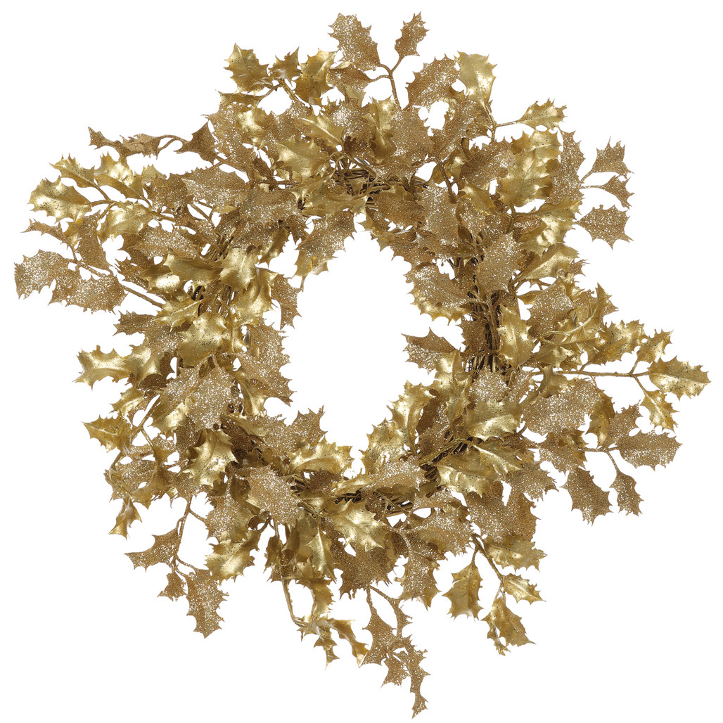 Gold and Glitter Holly Wreath 18" | The Shops at Colonial Williamsburg