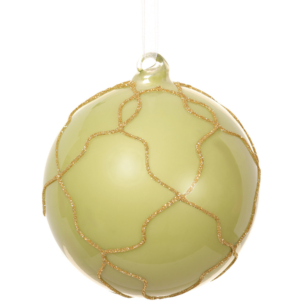 Green & Gold Ogee Pattern Glass Ornament | The Shops at Colonial Williamsburg