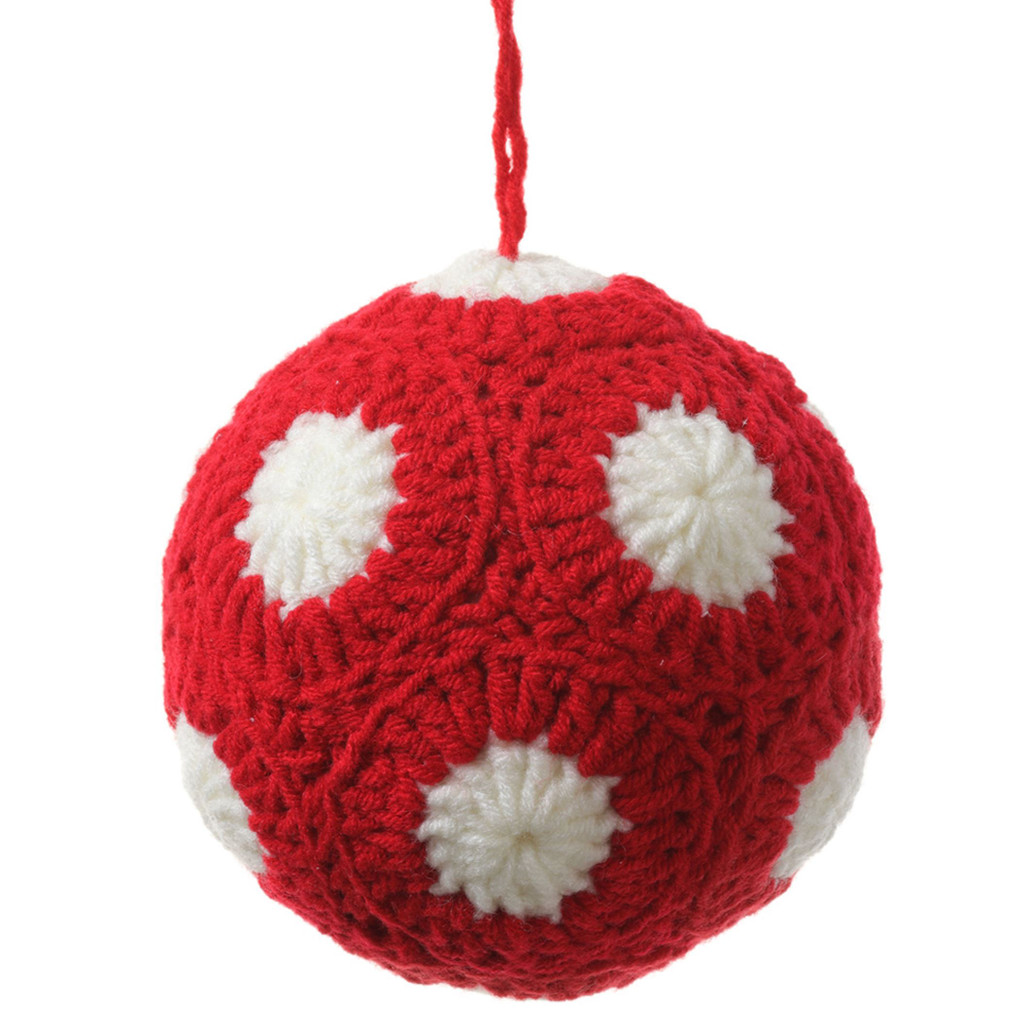 Red & White Crocheted Dots Ball Ornament | The Shops at Colonial Williamsburg