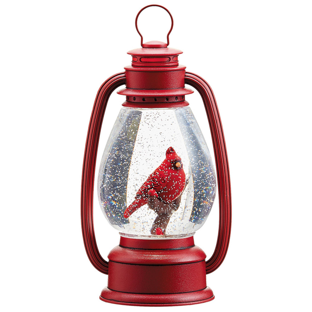 cardinal lighted lantern