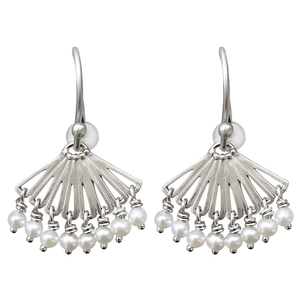 Sterling Silver & Pearl Fan Earrings | The Shops at Colonial Williamsburg