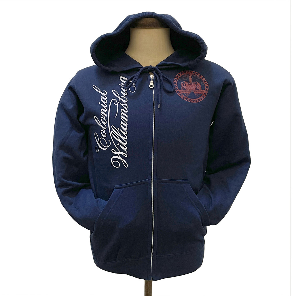 Colonial Williamsburg Logo and Seal Adult Zip Hoodie Sweatshirt | The Shops at Colonial Williamsburg