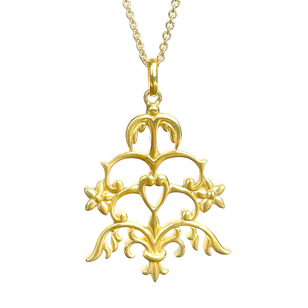 The Queen's Jewelry - Gold Plated Sterling Silver Flourish Pendant