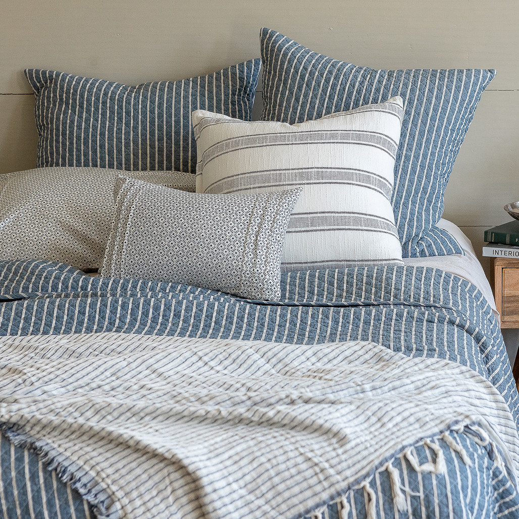 CRAFT & FORGE Hayslip Bedding by Taylor Linens - Indigo Stripe | The Shops at Colonial Williamsburg