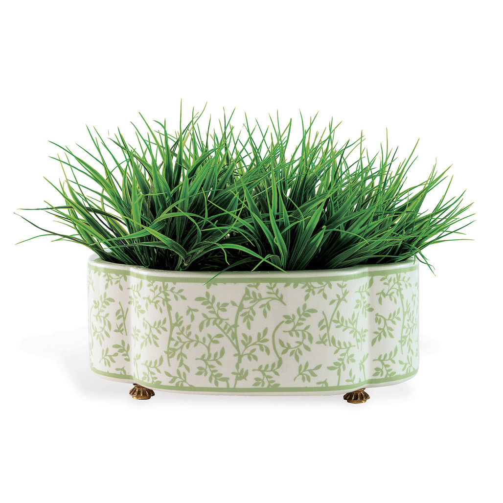 WILLIAMSBURG Ghost Blossom Leaves Oval Planter by Port 68