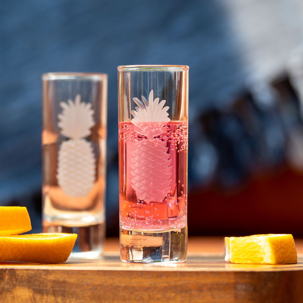 Fresh Pineapple Etched Cordial Shot Glass 2.5 Oz