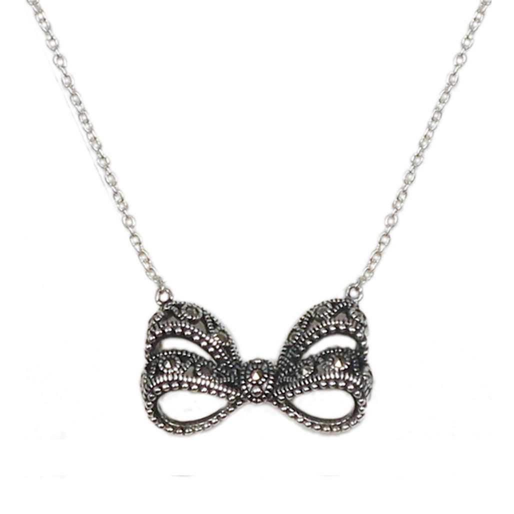 Silver & Marcasite Bow Necklace | The Shops at Colonial Williamsburg