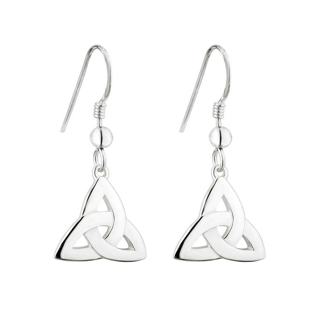 Sterling Silver Trinity Knot Drop Wire Hook Earrings