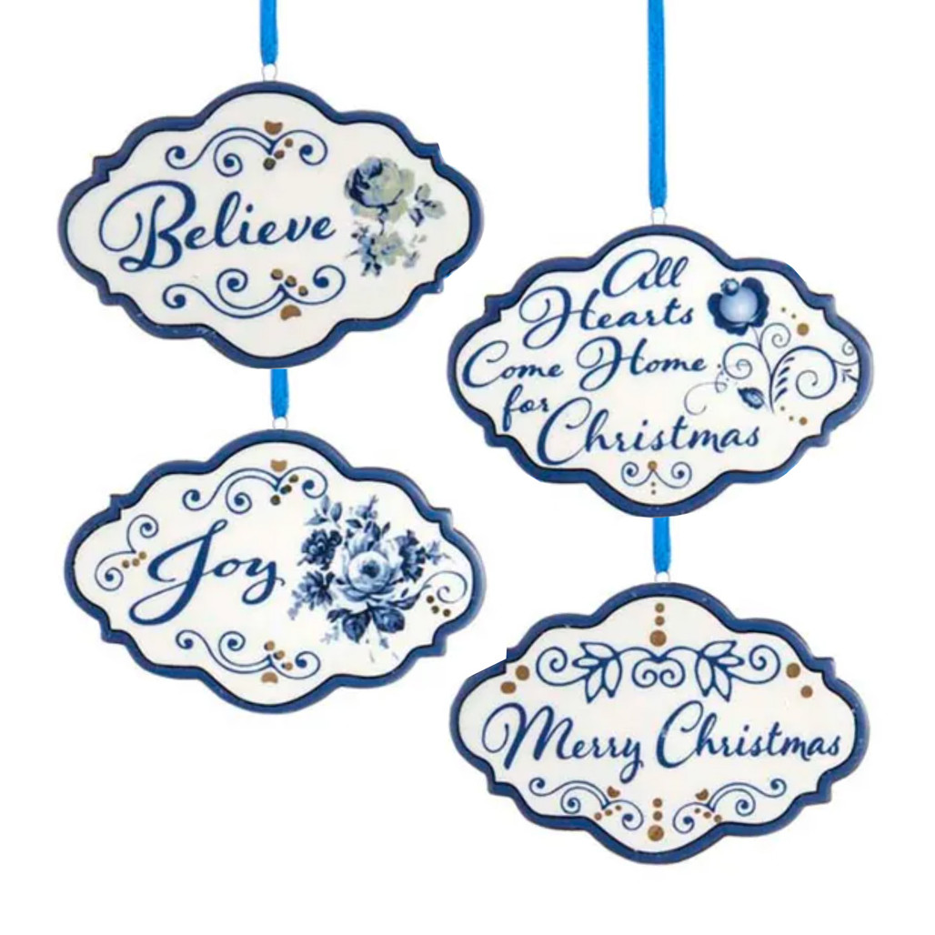 Blue & White Holiday Greetings Porcelain Ornaments | The Shops at Colonial Williamsburg