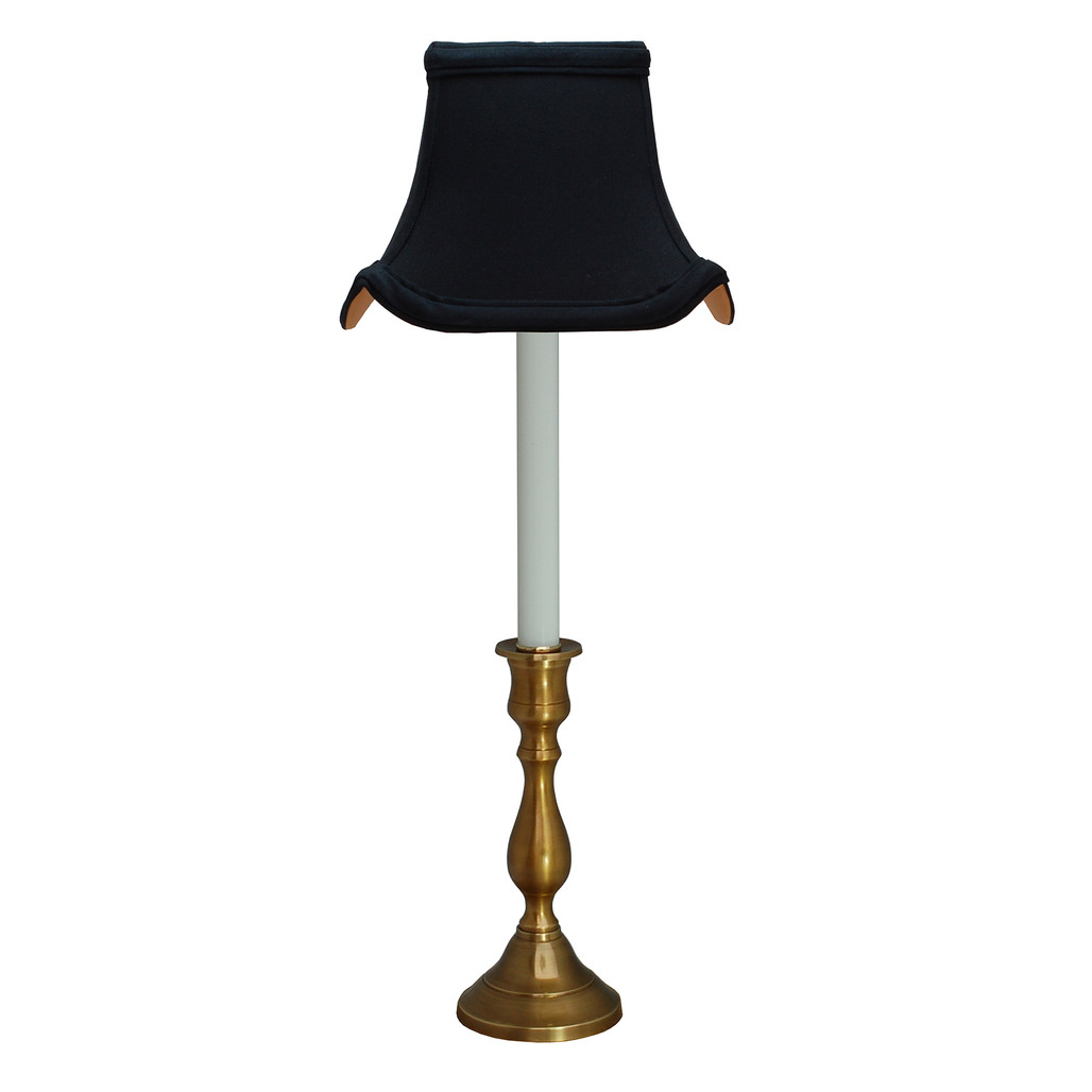 Antique Brass Buffet Lamp with Black Pagoda Shade