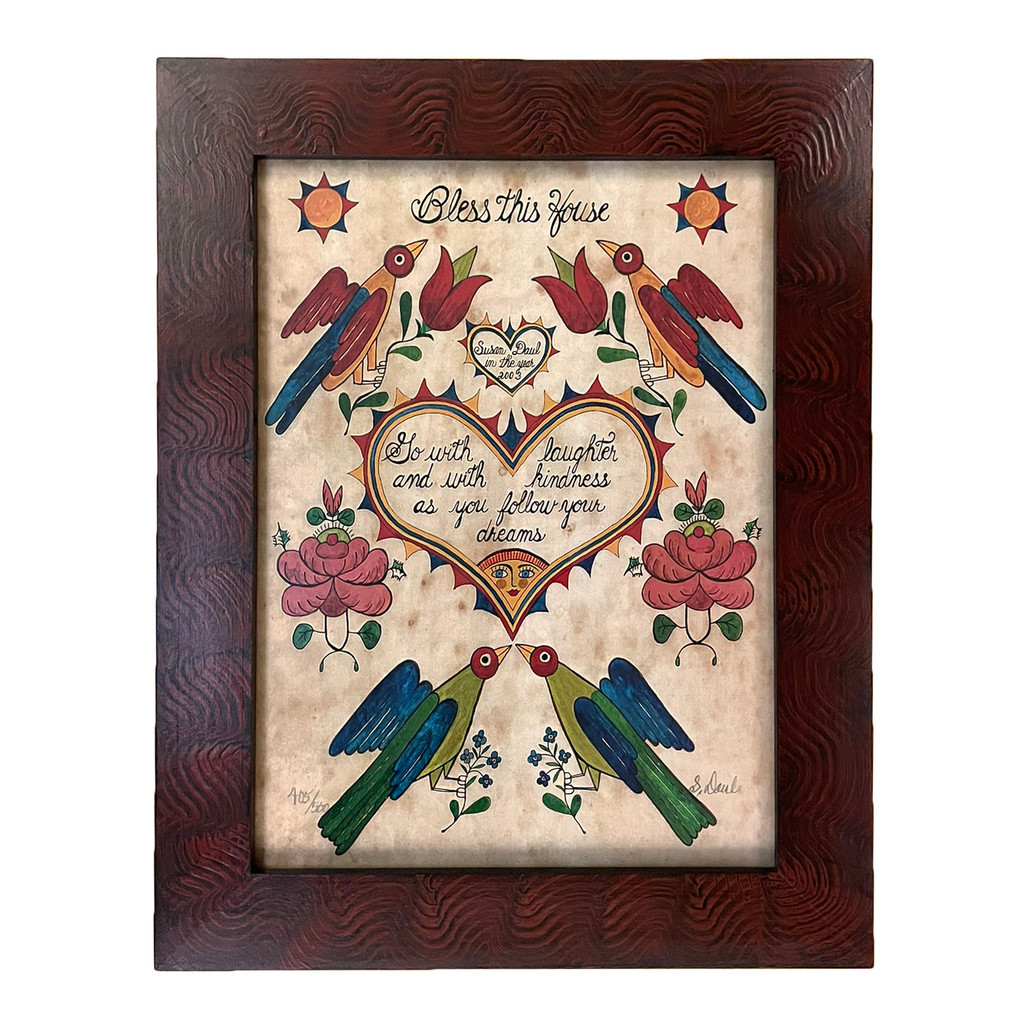 "Bless This House" Fraktur Framed Print by Susan Daul | The Shops at Colonial Williamsburg
