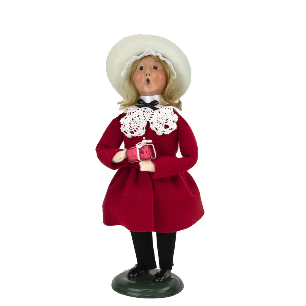 Byers' Choice Valentine Girl Caroler with Gift | The Shops at Colonial Williamsburg