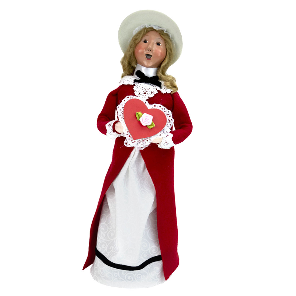 Byers' Choice Valentine Woman Caroler with Heart | The Shops at Colonial Williamsburg