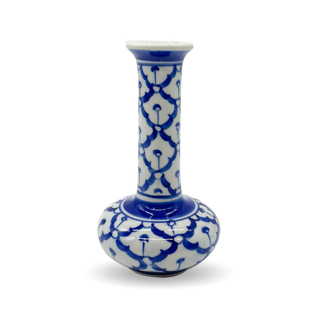 No.117 豪華！ ホワイト×ブルー フラワーピン Blue & White Pineapple Bud Vase