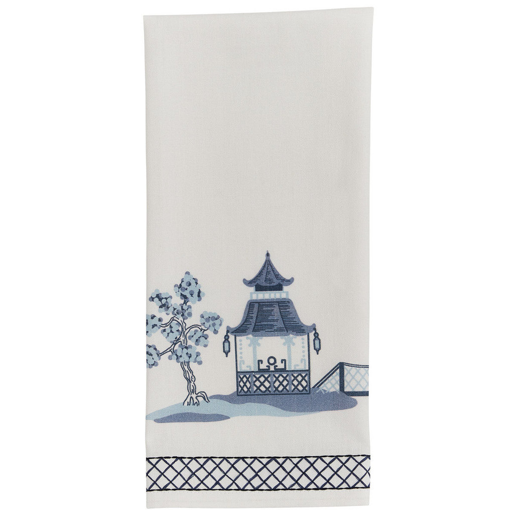 WILLIAMSBURG Blue Chinoiserie Pagoda Kitchen Towel | The Shops at Colonial Williamsburg