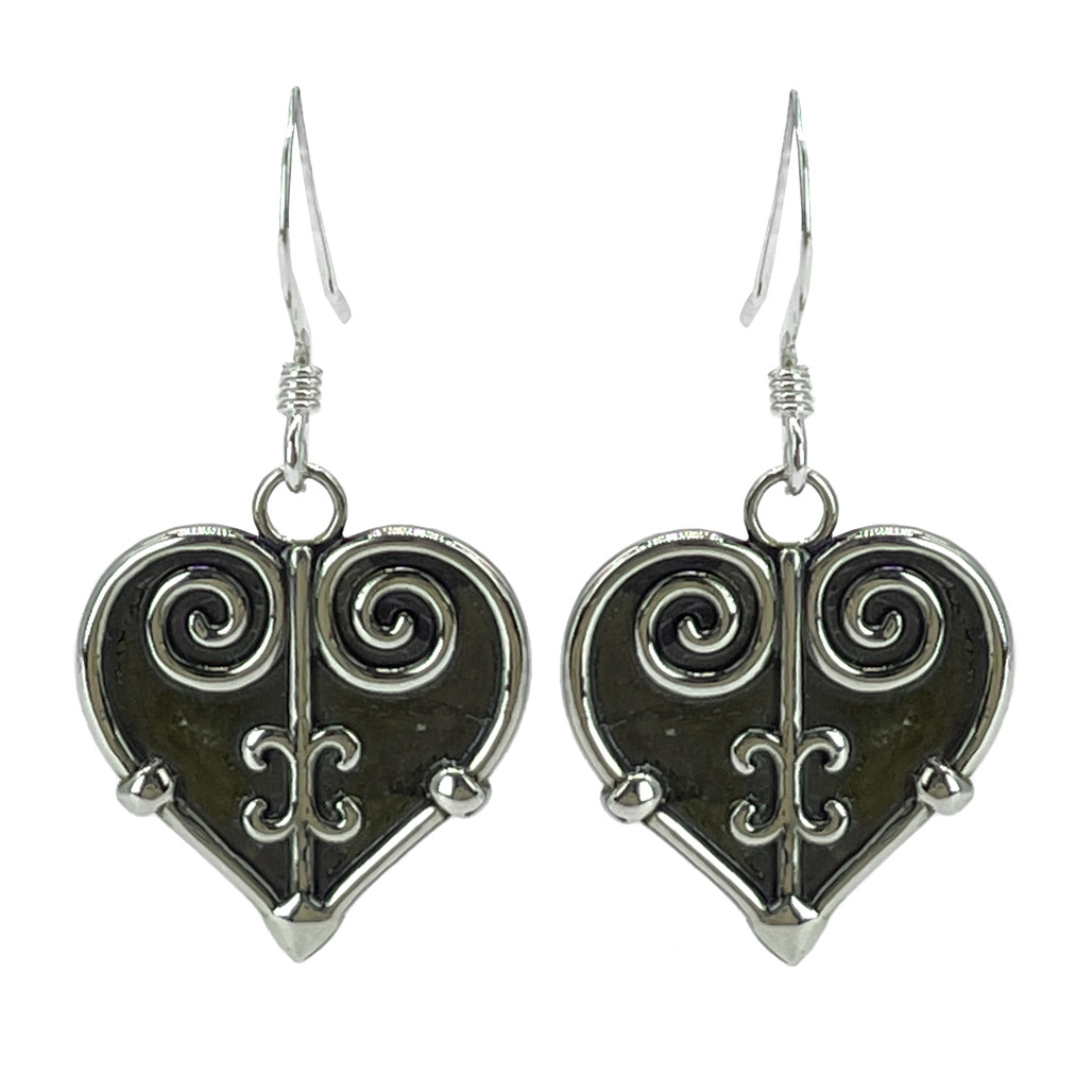 Abby Heart Sterling Silver Wire Drop Earrings